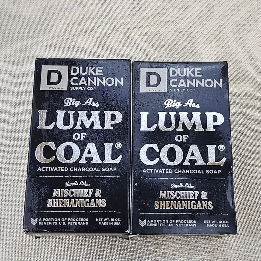 Duke Cannon Lump of Coal Soap Mens 10oz Black Bergamot Black Pepper 2 Pack New